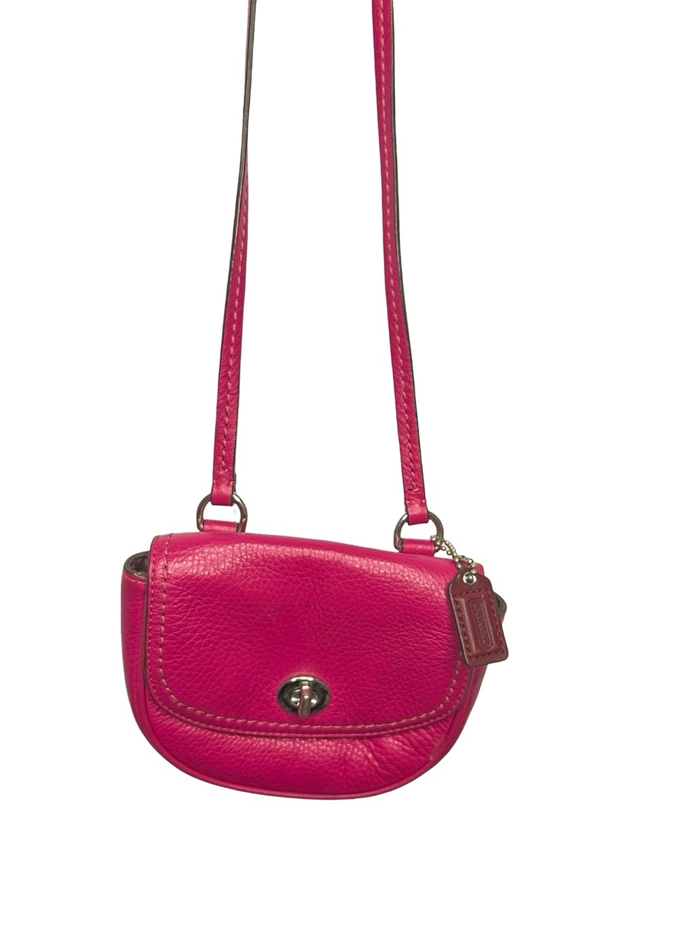 Coach Magenta Leather Crossbody Mini Saddle Bag